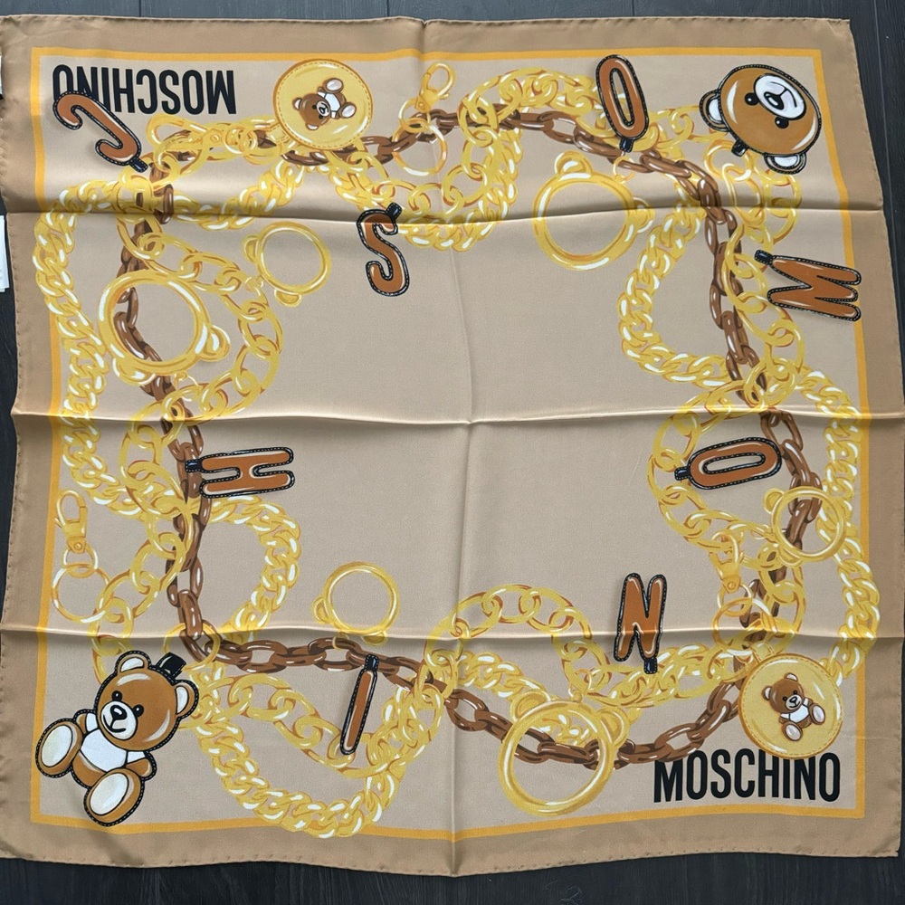 NWT - Authentic - Moschino 100% Silk Scarf